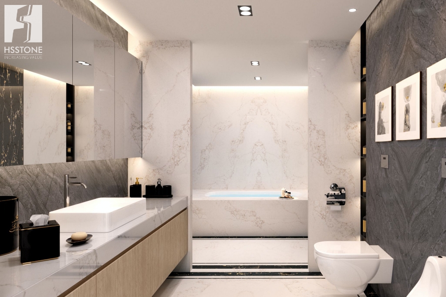 Đá Casla Quartz ứng dụng trong nội thất phòng tắm