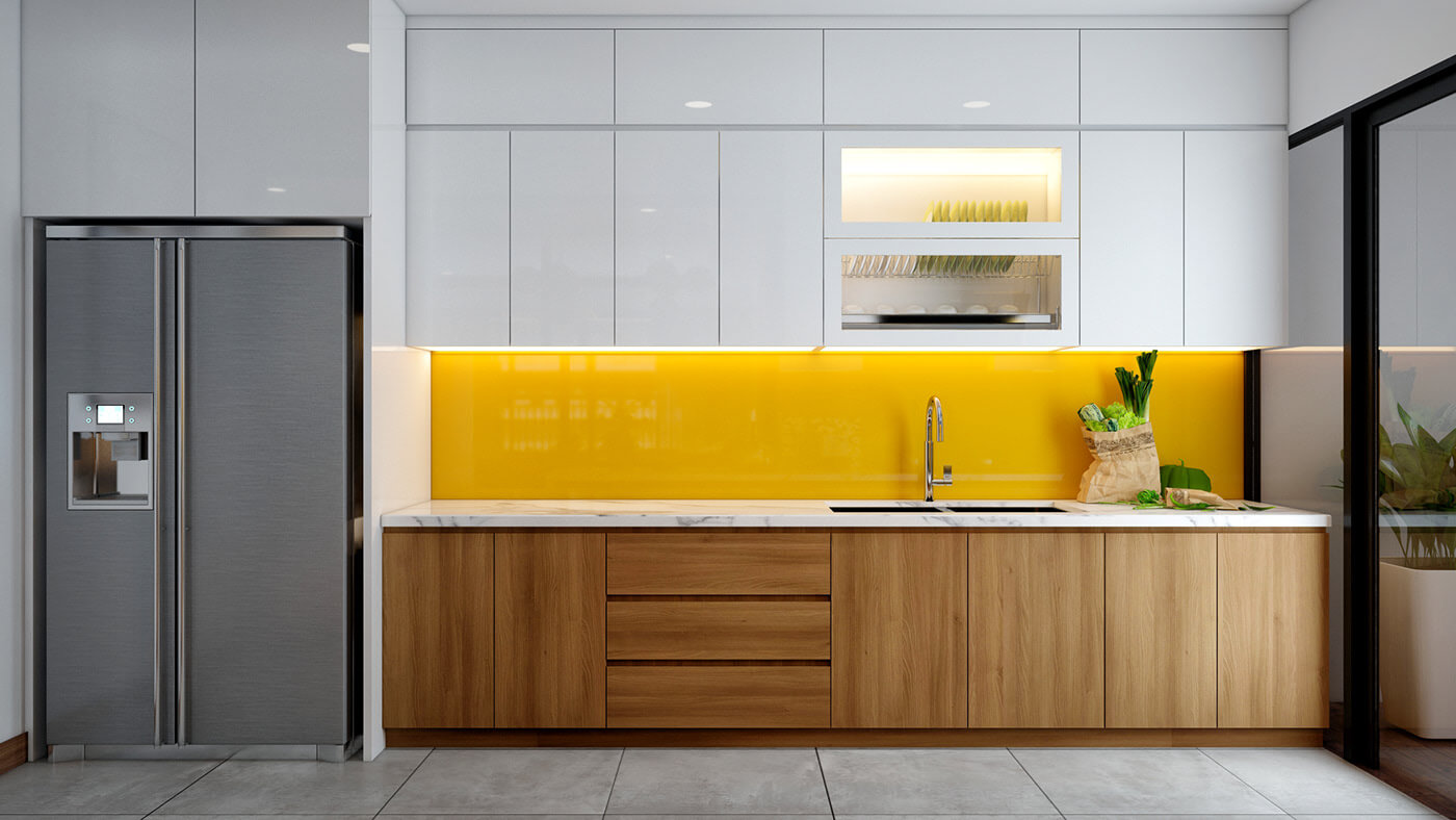 Tủ bếp hiện đại giúp không gian bếp trở nên gọn gàng hơn