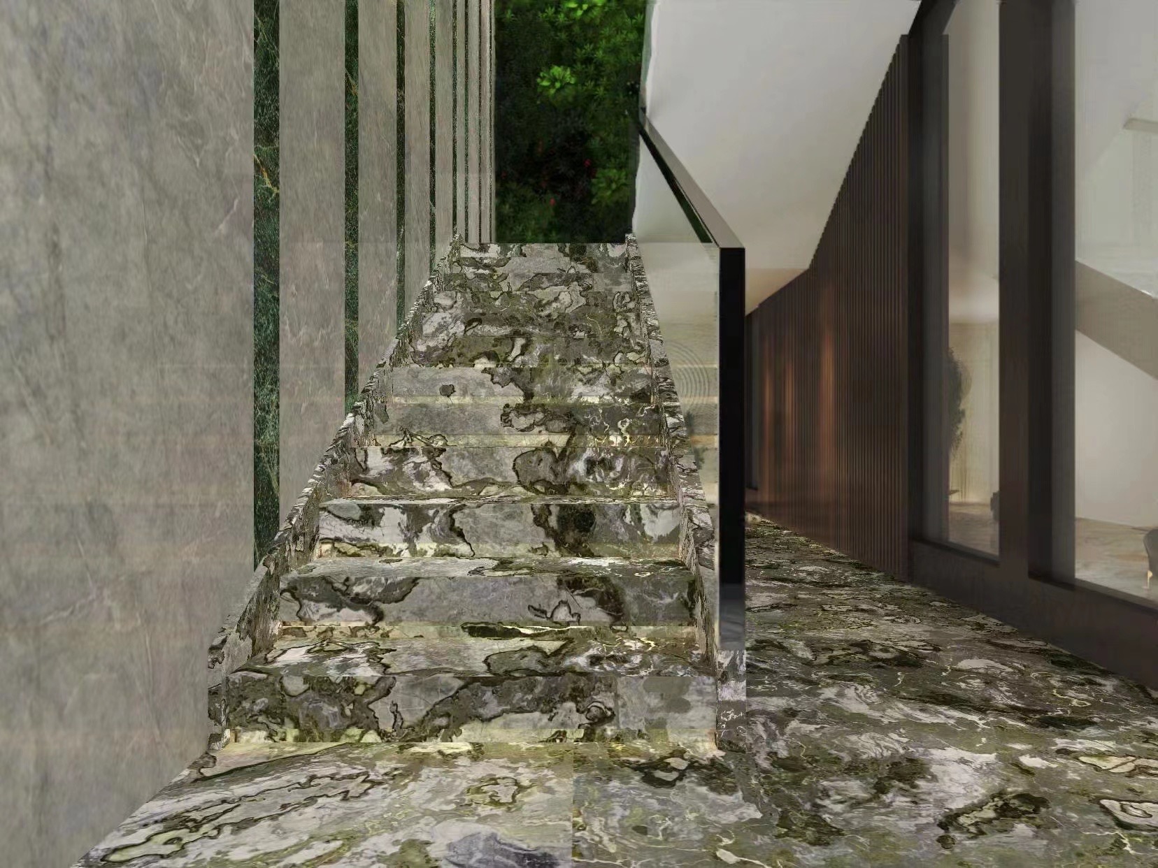 Đá Basel Green Onyx ứng dung ốp lát cầu thang và lát nền nhà