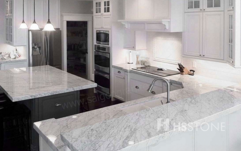 mẫu bàn bếp đá Granite trắng