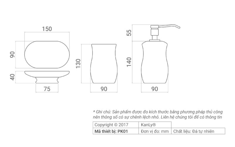 Bộ lọ đựng phòng tắm PK01