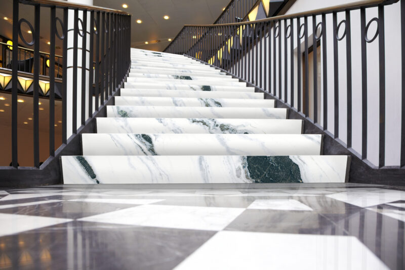White marble stair in luxury shopping mall