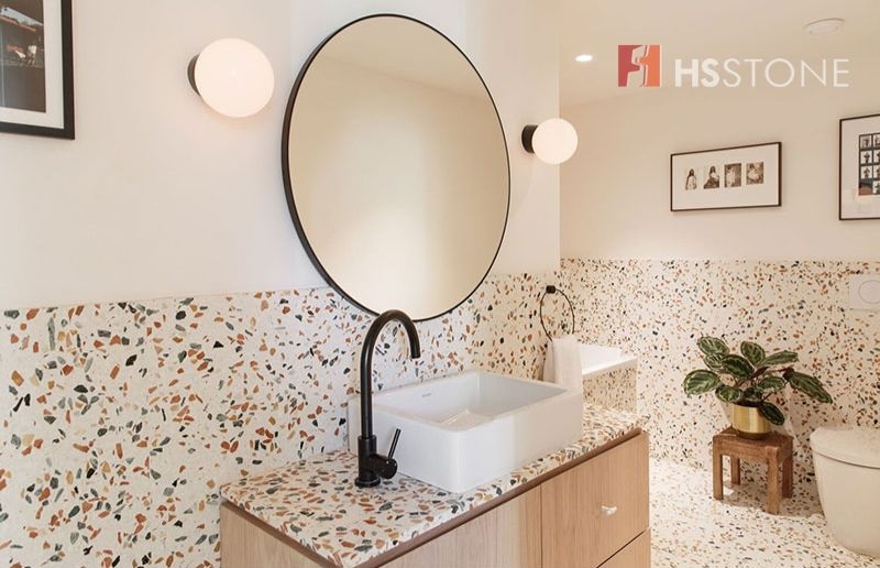 mau gach kho lon chong tron terrazzo cho phong tam Mẫu gạch khổ lớn chống trơn Terrazzo cho phòng tắm