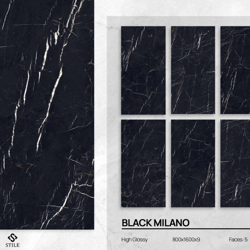BLACK MILANO 800x1600 High Glossy Random