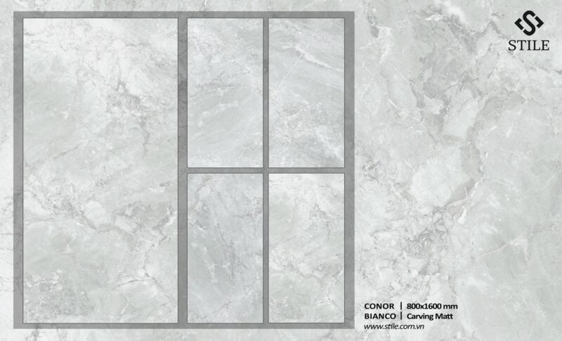 CONOR BIANCO 800x1600 Carving Matt Random Kinh nghiệm chọn gạch khổ lớn 80x160 cho công trình