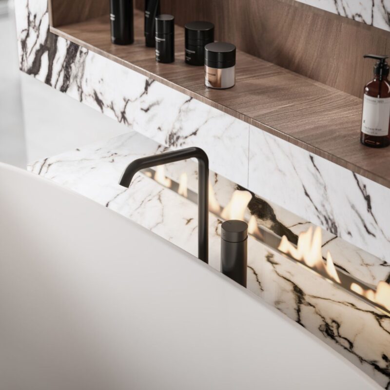 3D render of bathtub with toiletries