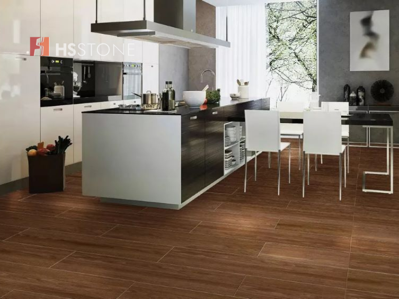 Gạch lát nền vân gỗ cho phòng bếp