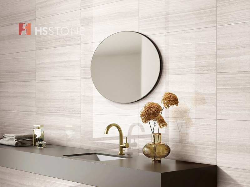 Mẫu gạch vân đá travertine cho phòng tắm, nhà vệ sinh