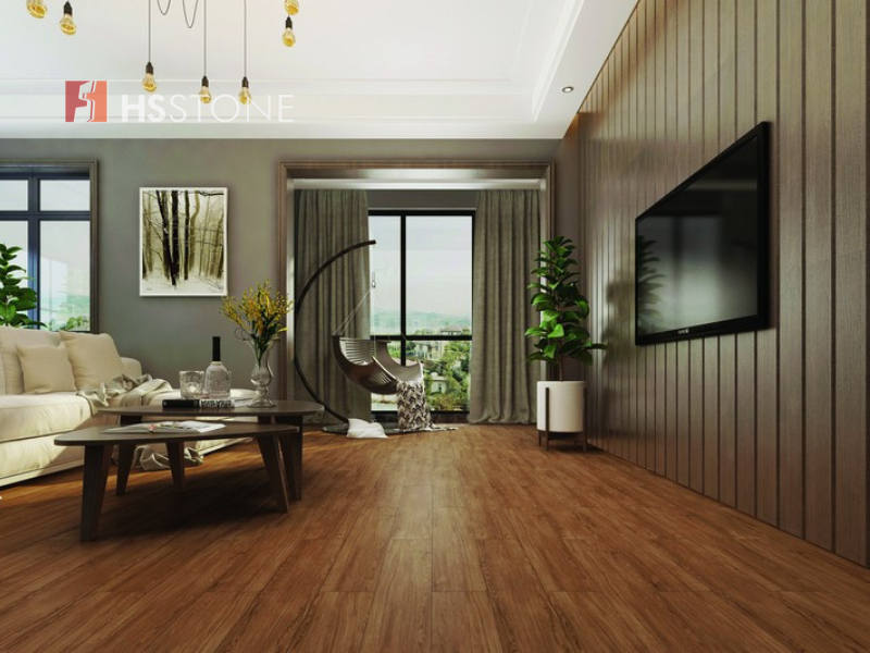 Mẫu gạch vân gỗ màu nâu đậm