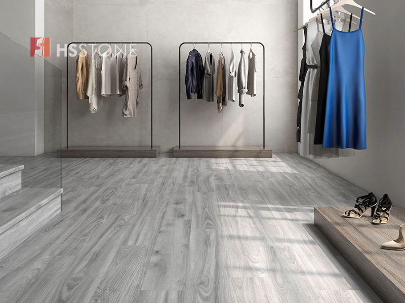 Mẫu gạch vân gỗ màu xám ghi