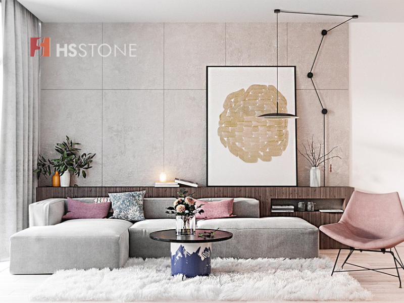 Gạch ốp tường giúp nâng cao thẩm mỹ cho phòng khách