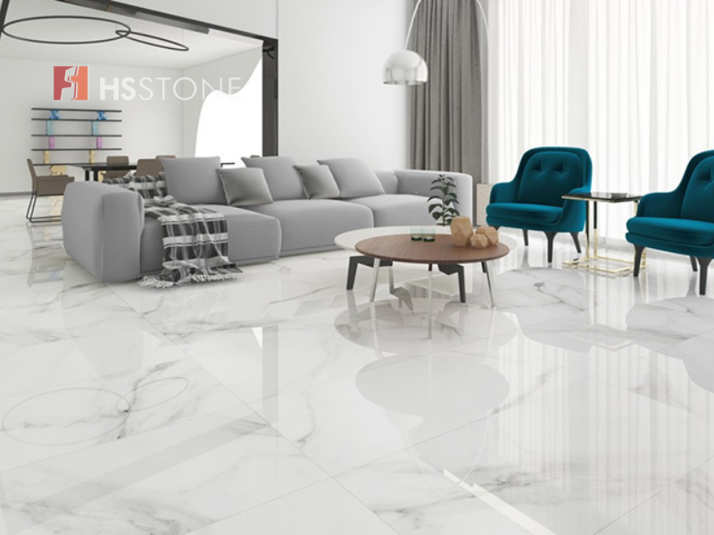 Sử dụng gạch lát nền giúp tăng thẩm mỹ cho phòng khách